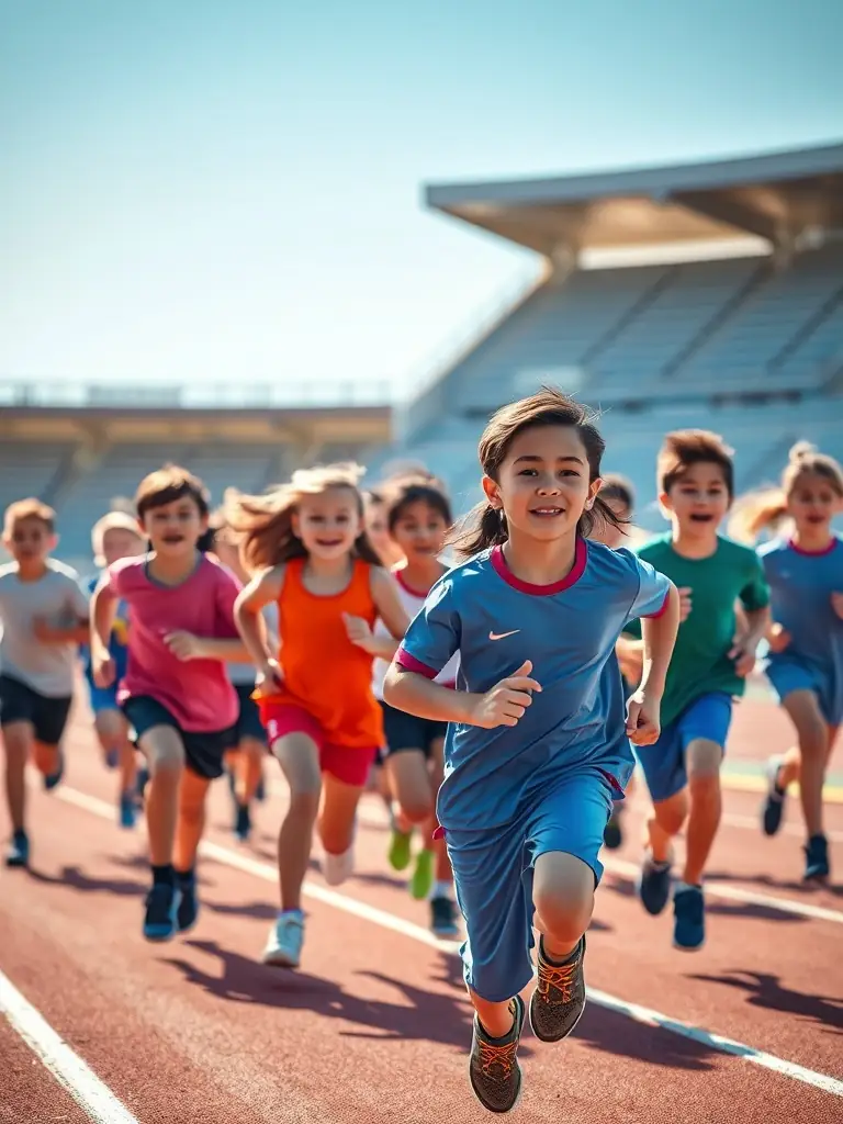 Students participating in a track and field event organized by UNSS, emphasizing the physical fitness benefits of regular sports activities.