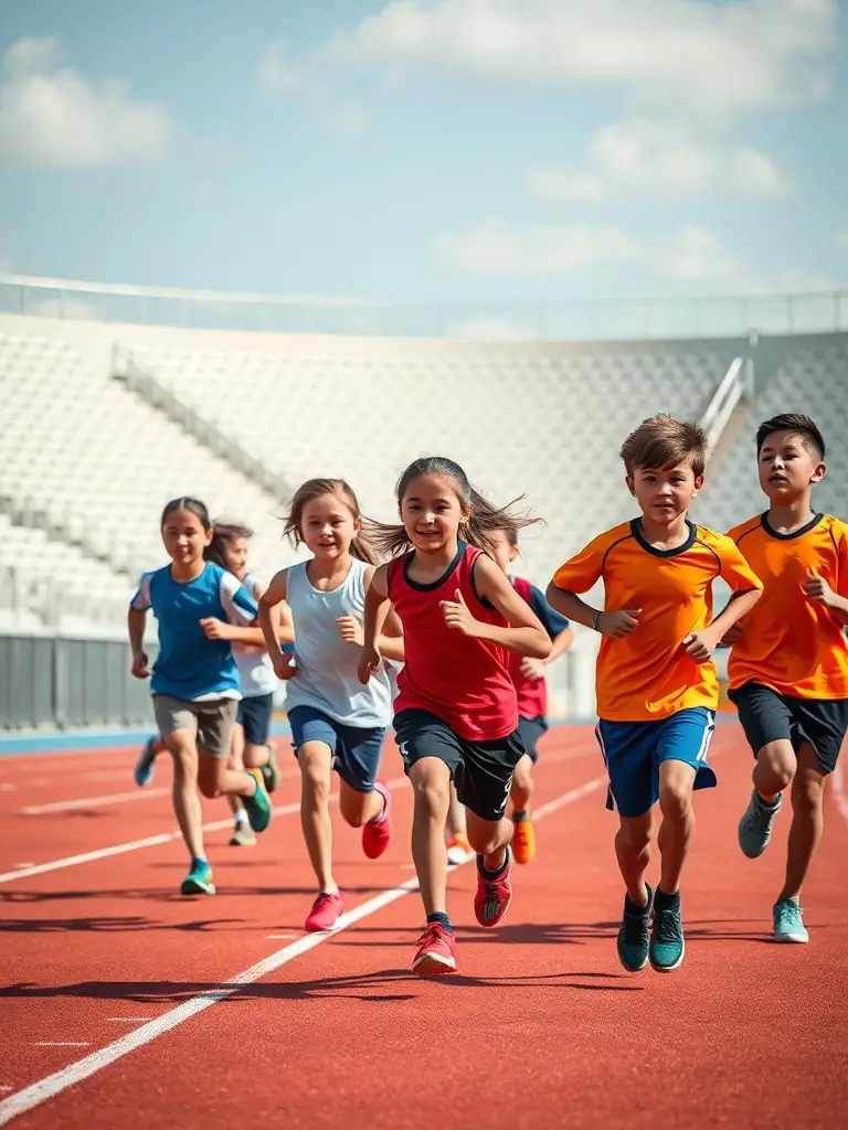 An action shot of students competing in a track and field event, highlighting speed, agility, and determination.