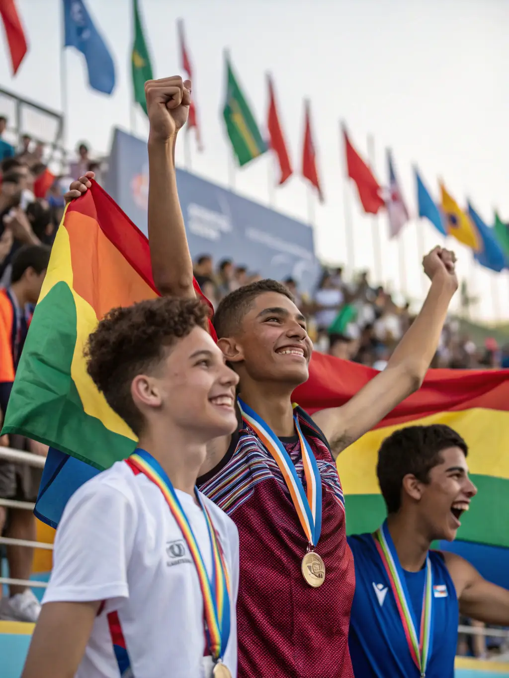 A student proudly receiving a medal at a UNSS sports competition, highlighting the achievement and recognition opportunities.
