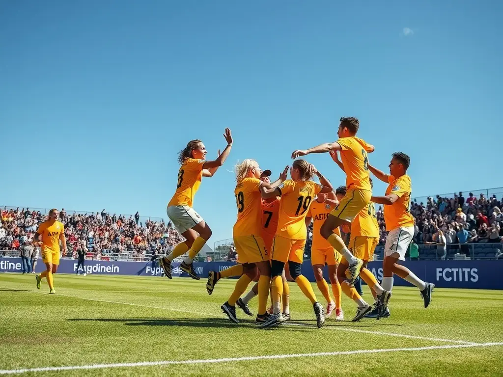 A group of students celebrating a victory after a school soccer match, highlighting the camaraderie and teamwork.
